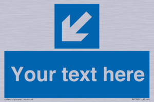 Custom Mandatory directional sign, blue arrow down and left